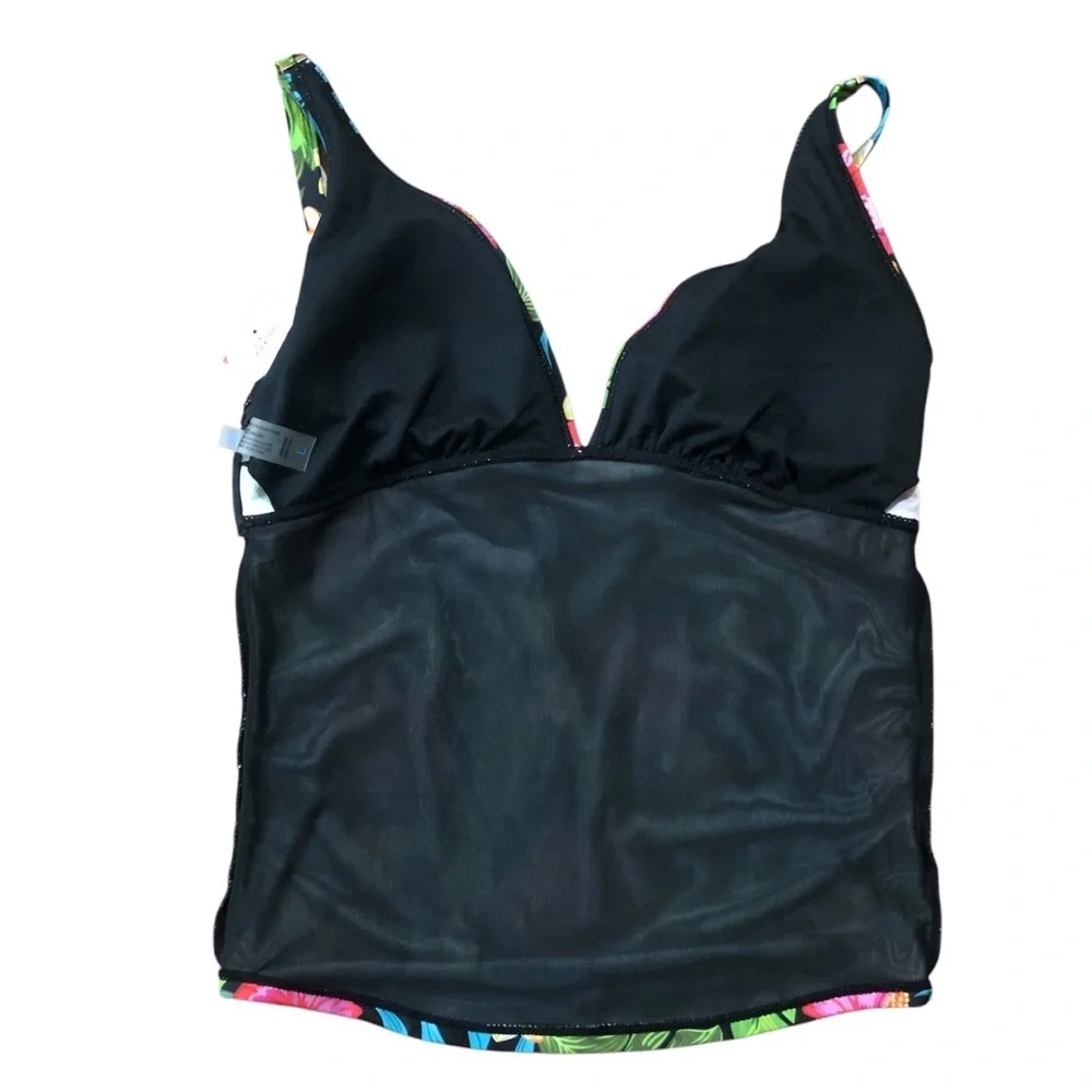 Simply Fit Tankini Swimsuit Top & Bottom Swimwear L Black Tropical Slimm… - Picture 7 of 12
